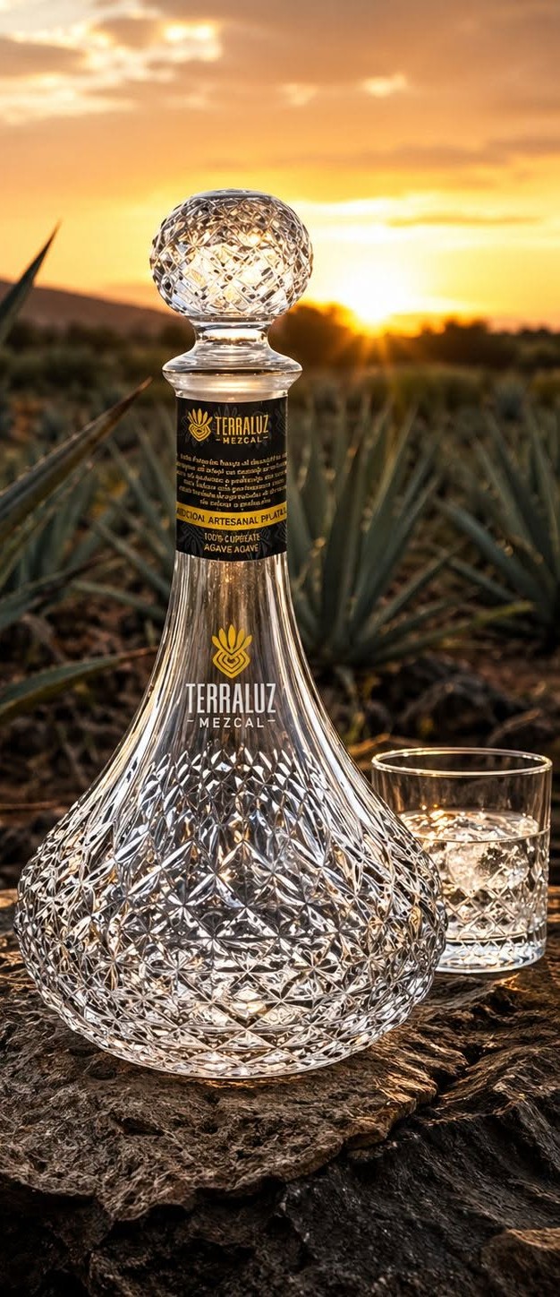 Terraluz en campo de agave al atardecer
